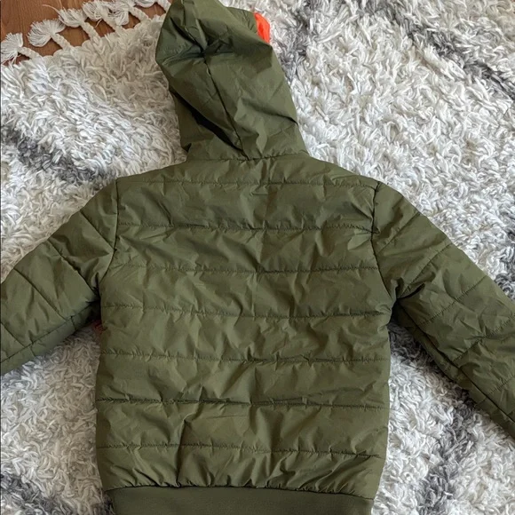 True Religion Green Puffer Jacket with Orange Hood - Picture 4 of 4